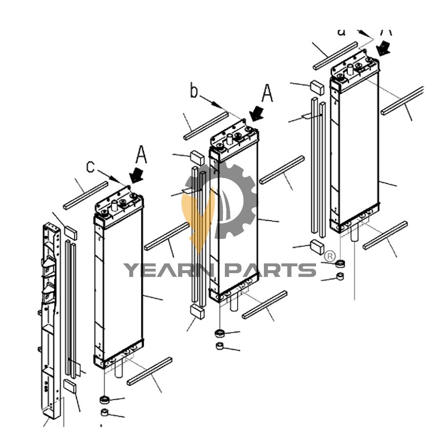 3PCS Water Tank Radiator 21N-03-53131 for Komatsu PC1250-11 Excavator