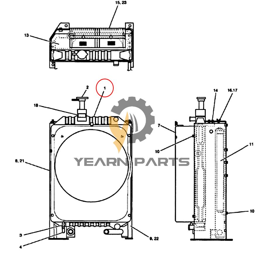 Water Tank Radiator YT05P00009R100 for New Holland E70 E80 E70SR E80SR Excavator