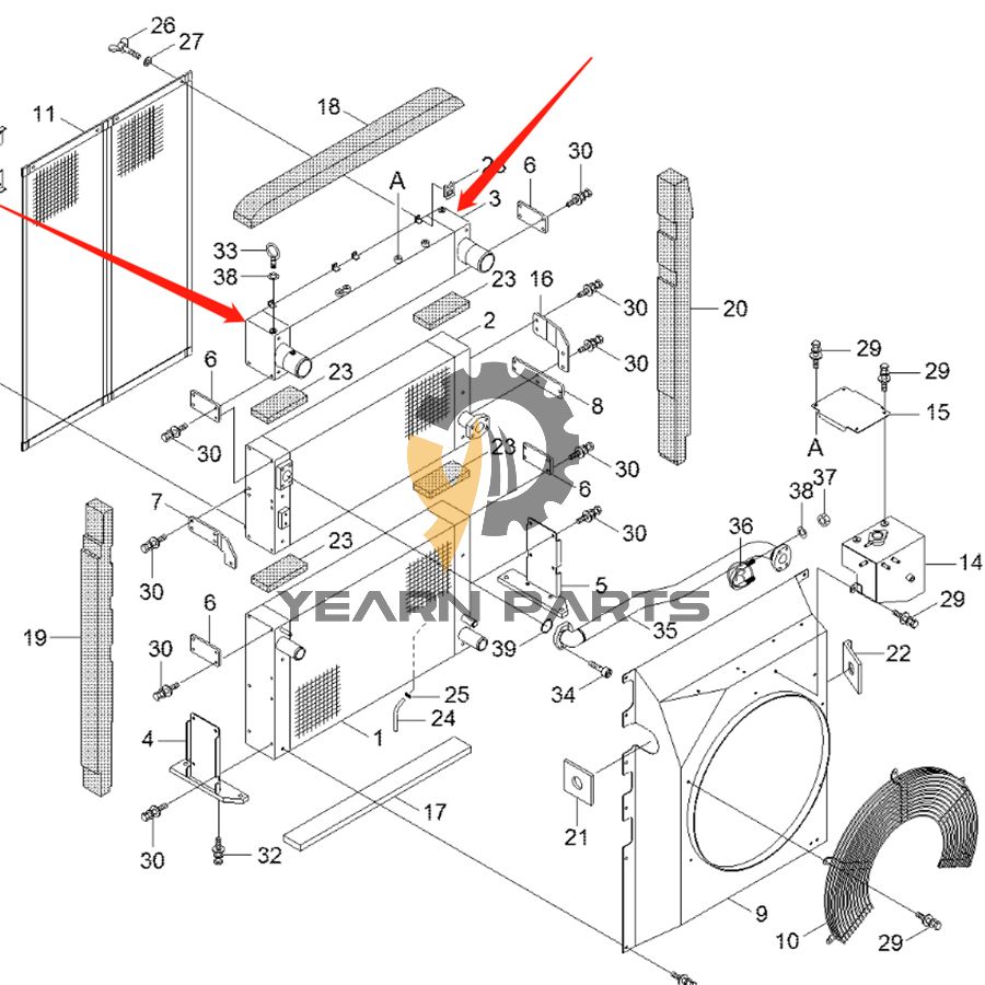 AfterCooler 11K8-40130 for Hyundai Excavator HX220 L HX300 L