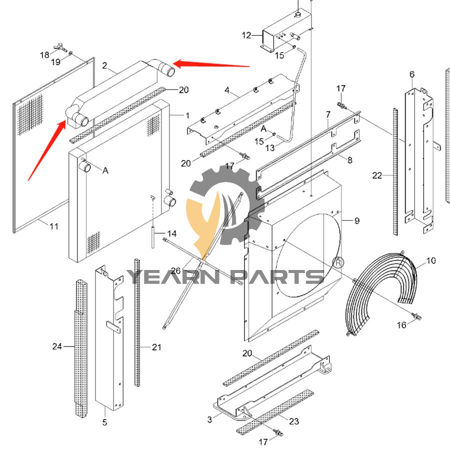 AfterCooler 11Q8-43042 for Hyundai Excavator R300LC-9A