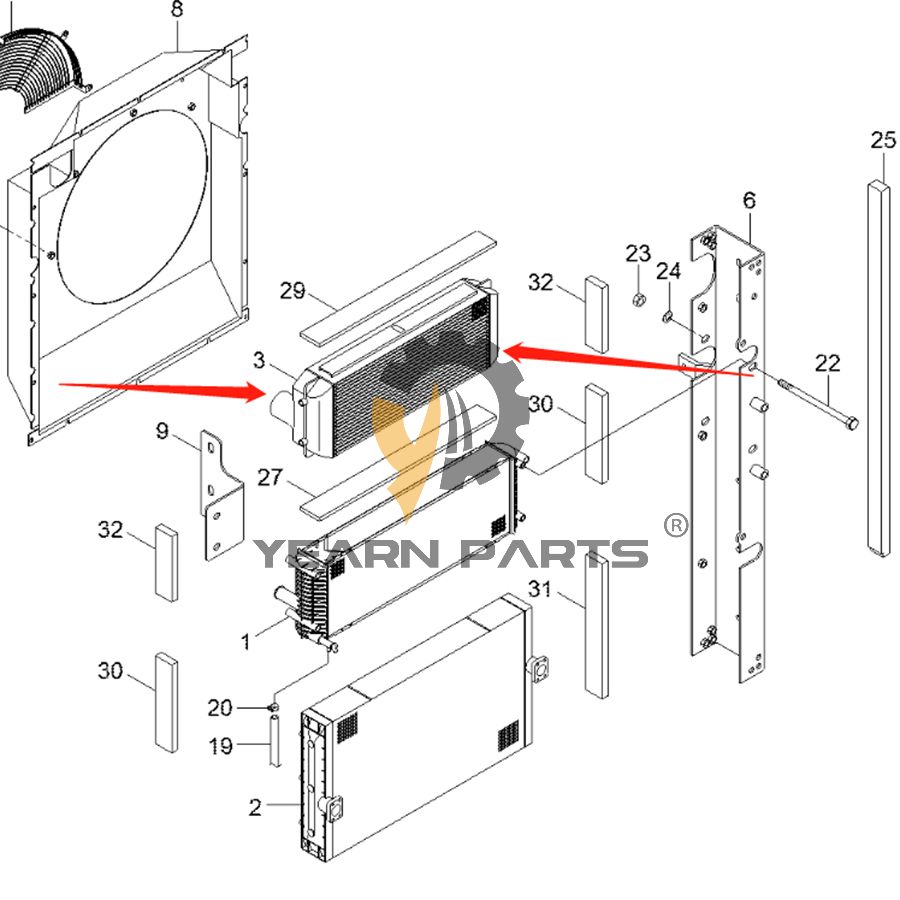 AfterCooler 11QB-45040 for Hyundai Excavator R480LC-9S R520LC-9S