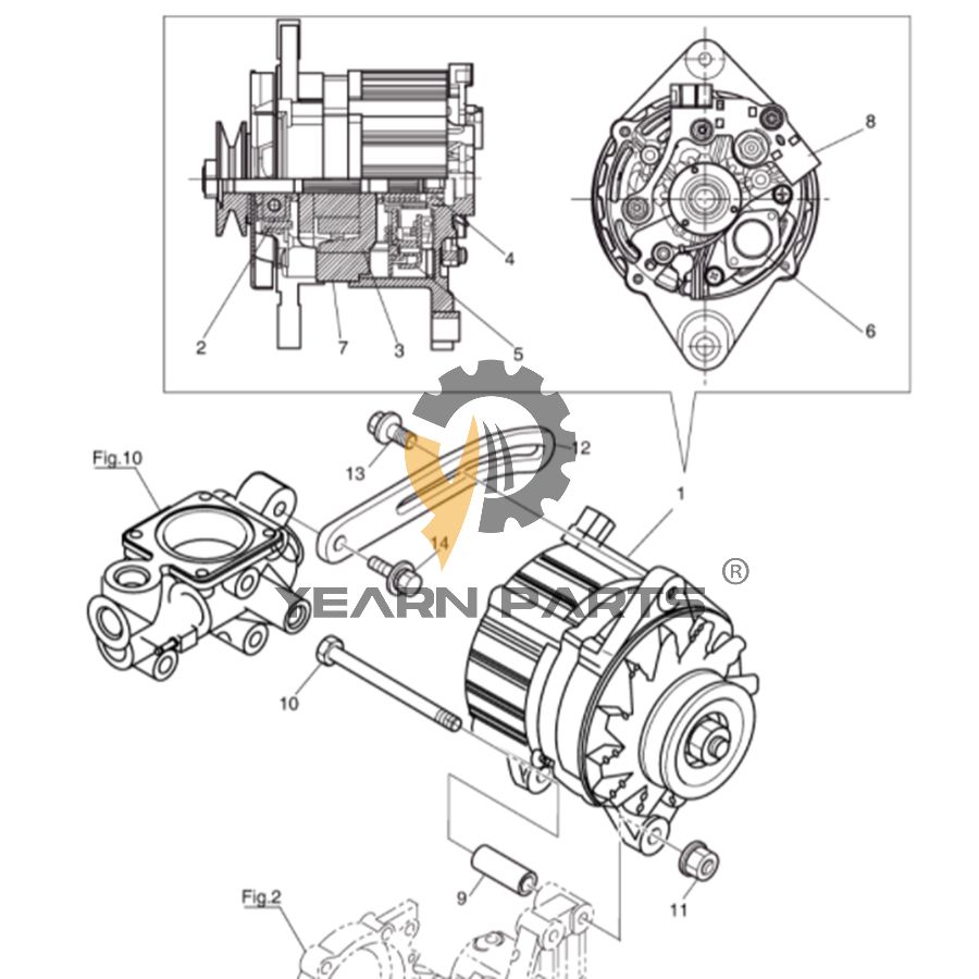 Alternator 300901-00125 for Doosan Daewoo DX75-5B