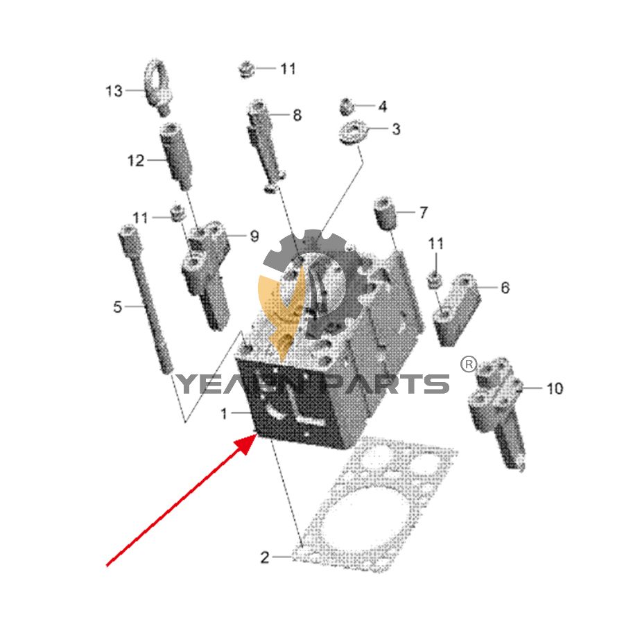 Engine Cylinder Head XCAF-00397 for Hyundai Loader SL760 SL763(-#0500) SL763(#0501-) SL763S SL765 SL765S