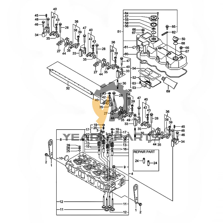 Engine Head  Bonnet Assy XJAU-00863 for Hyundai R55-7A R55-9 R55W-9 R55W7A R60CR-9 R80-7A R80CR-9 Excavator