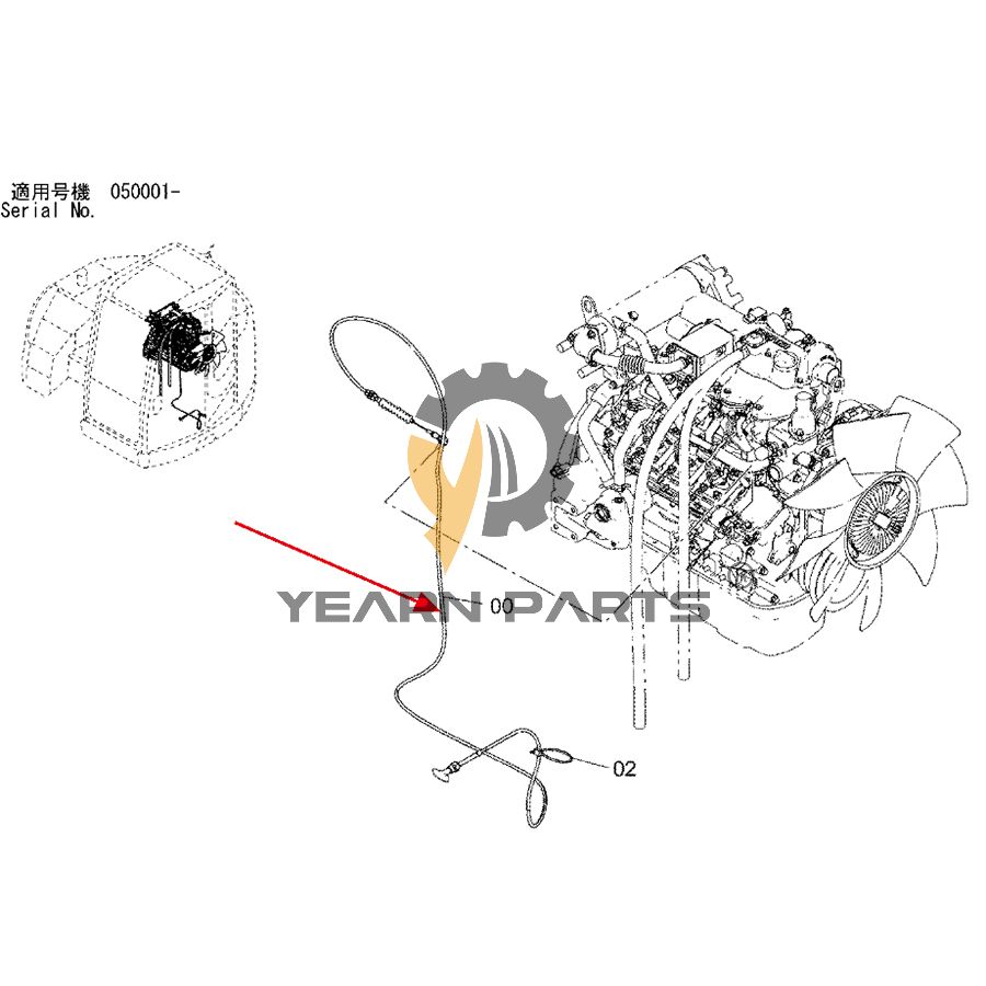 Engine Stop Cable 4670954 for Hitachi ZX75UR-3 ZX75US-3 ZX75USK-3 ZX85US-3 ZX85USB-3 Excavator