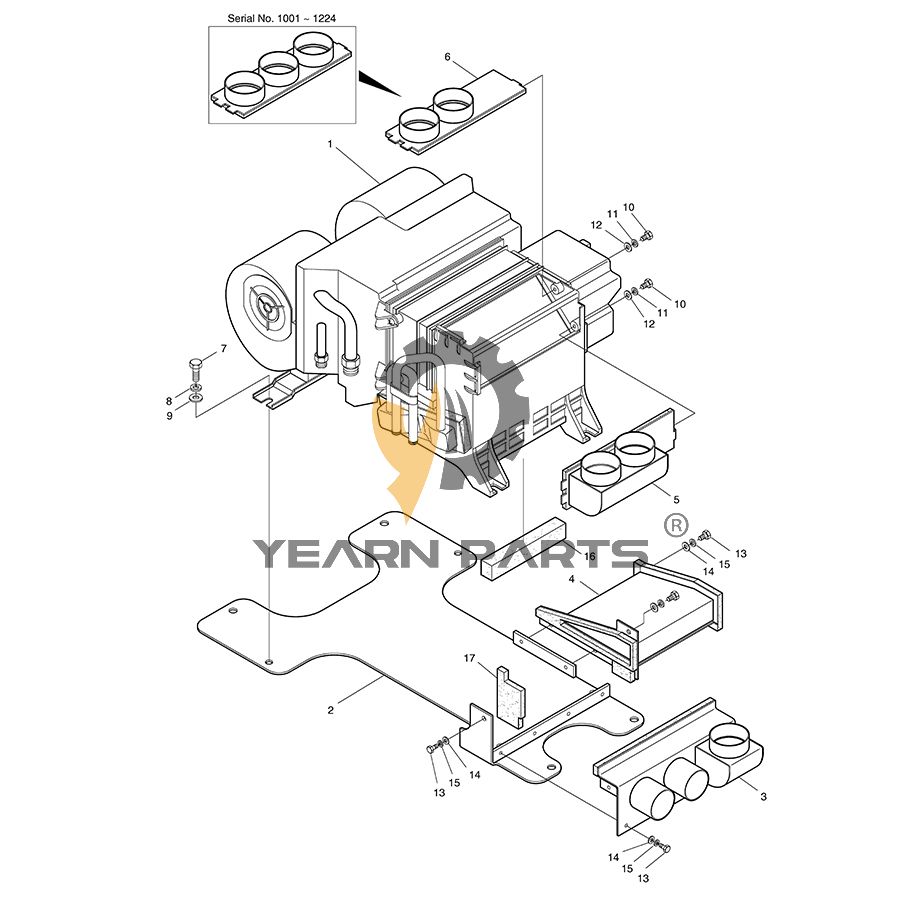 Evaporator 2920-6121 for Doosan Daewoo SOLAR 170-III SOLAR 70-III SOLAR 75-V