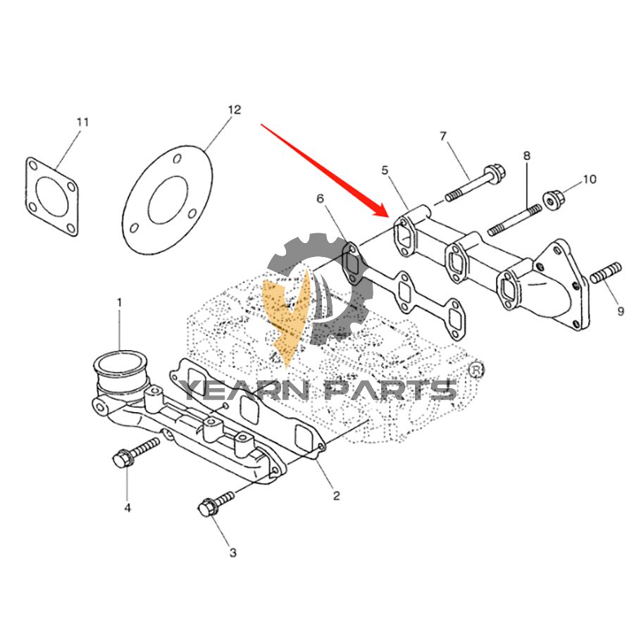 Exhaust Manifold VV11923313100 for Case Excavator CX14