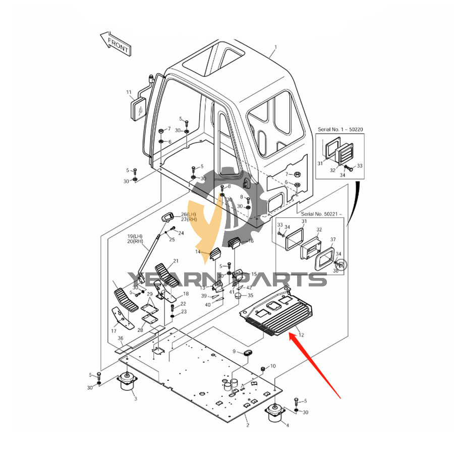 Floor Mat 2161-2266 for Doosan Daewoo Excavator SOLAR 130LC-V SOLAR 150LC-V SOLAR 170LC-V SOLAR 220LC-V SOLAR 220LL SOLAR 220N-V