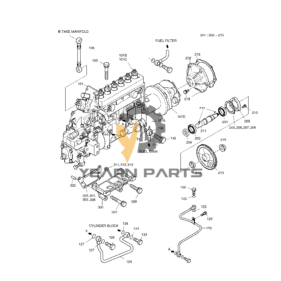 Fuel Injection Pump 65.11101-7402 65.11101-7402A for Doosan Daewoo Excavator MEGA 400-V (CHINA) MEGA 400-V (S/N 3001~)