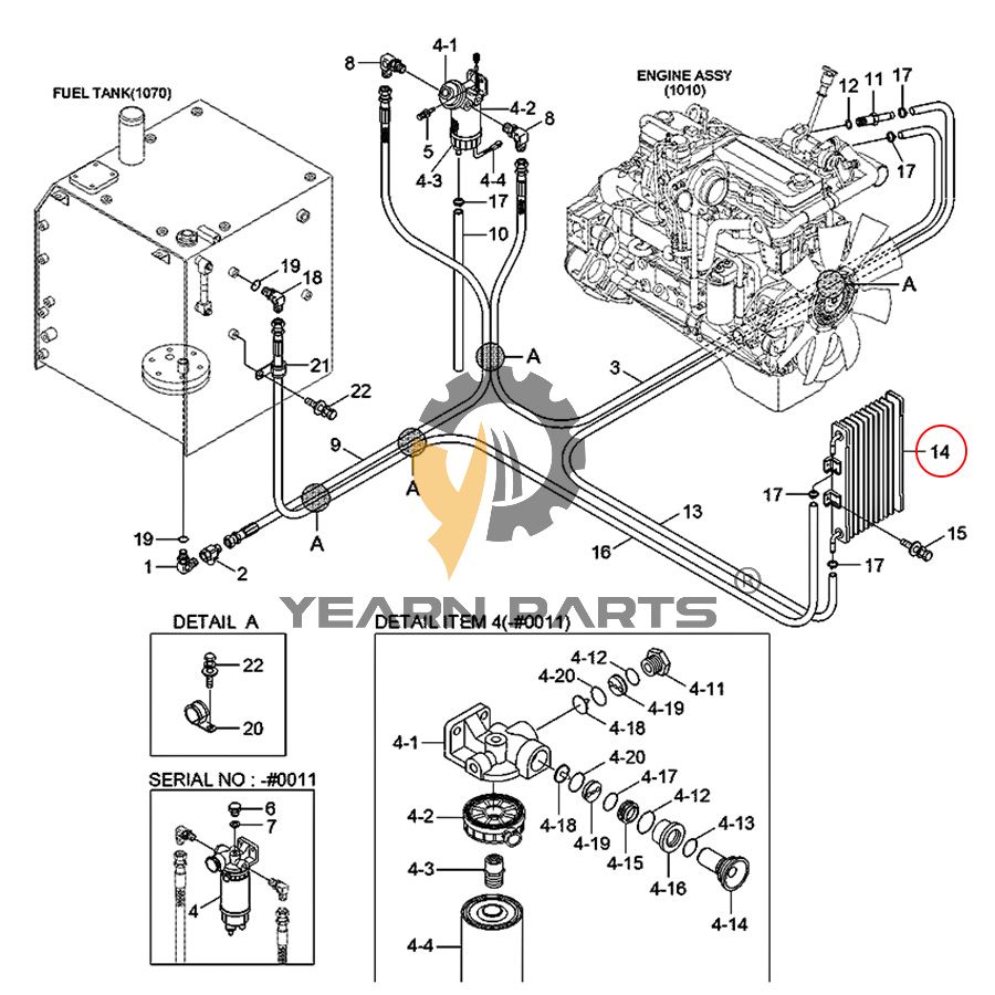 Fuel Oil Cooler 11QB-41041 for Hyundai R210W-9A R210W-9AMH R220LC-9A R220NLC-9A R260LC-9A R300LC-9A R330LC-9A Excavator