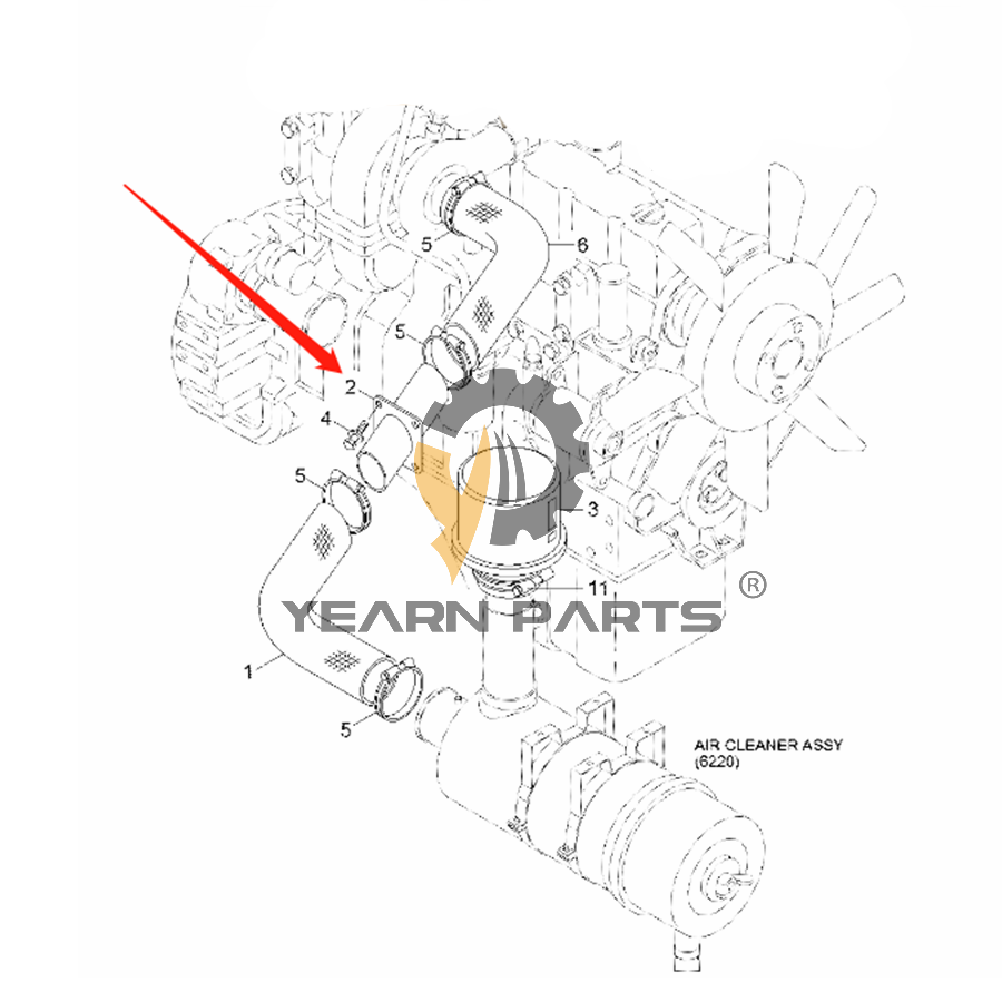 Hose 11N6-23020 for Hyundai Excavator R215LC-7(INDIA) R220LC-9S(BRAZIL) R210LC-7(#98001-) R210-7(INDIA) R220LC-7(INDIA) R220LC-9(INDIA)