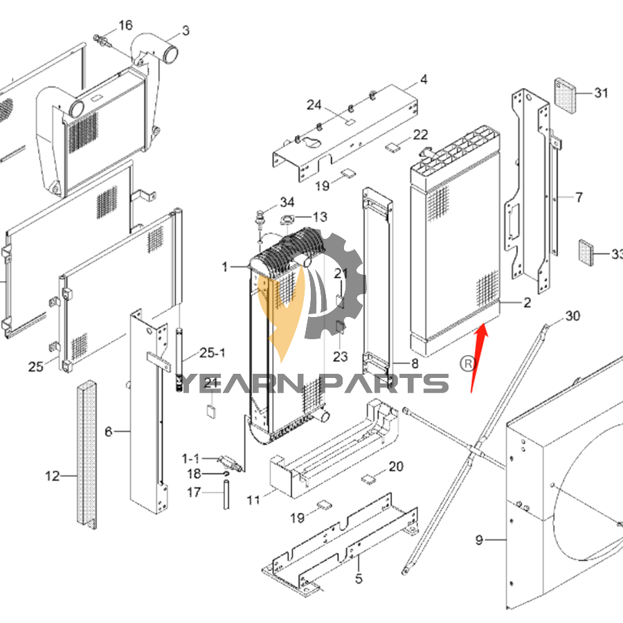 Hydraulic Oil Cooler 11Q4-42022 11Q442022 for Hyundai Excavator R170W-9 R170W-9S R180LC-9 R180LC-9S R180W-9S