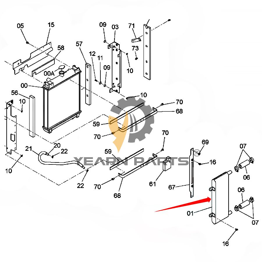 Hydraulic Oil Cooler 4604659 for Hitachi ZX27U-2 ZX30U-2 ZX30UR-2 ZX30UR-3 ZX35U-2 ZX40UR-2 ZX40UR-3 ZX40UR-3D ZX40WM-3D