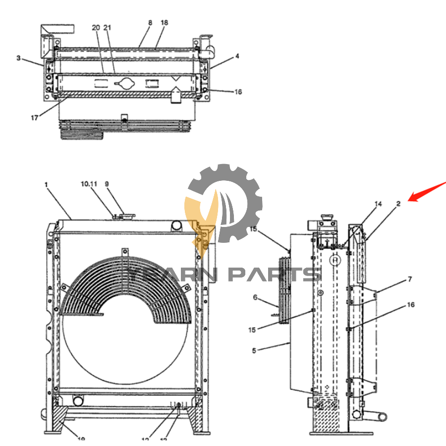 Hydraulic Oil Cooler LQ05P00019S002 for Kobelco Excavator SK250LC
