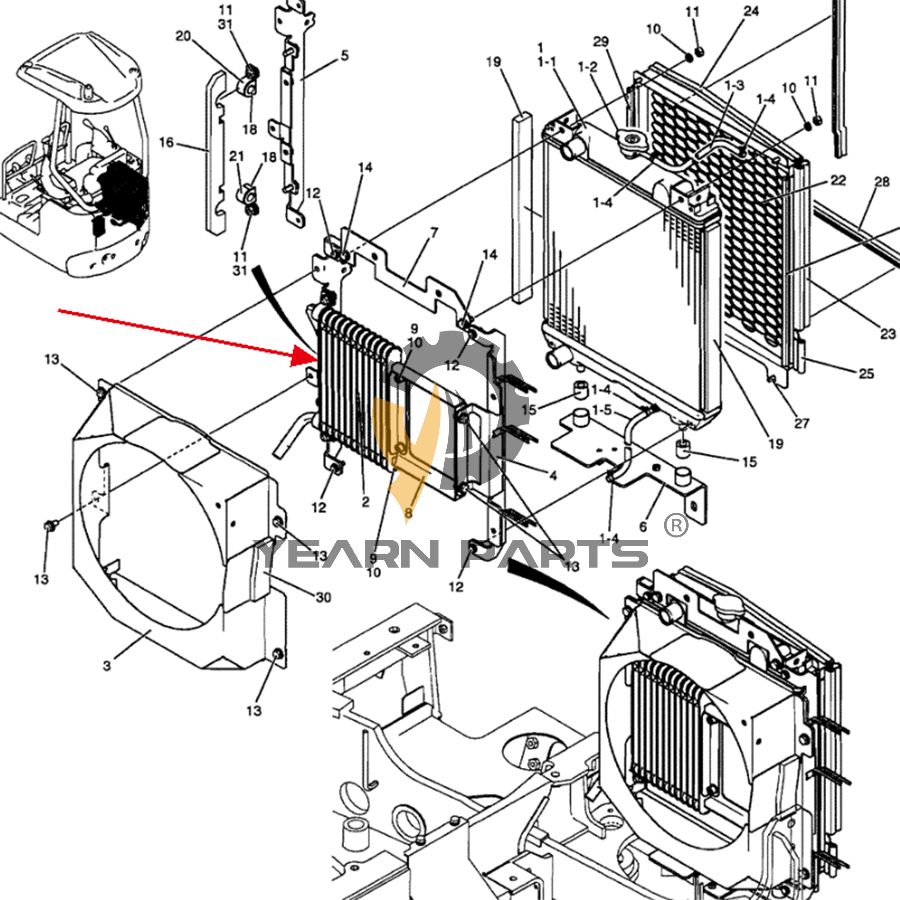 Hydraulic Oil Cooler PU53V00001P1 for Case CX17B Excavator
