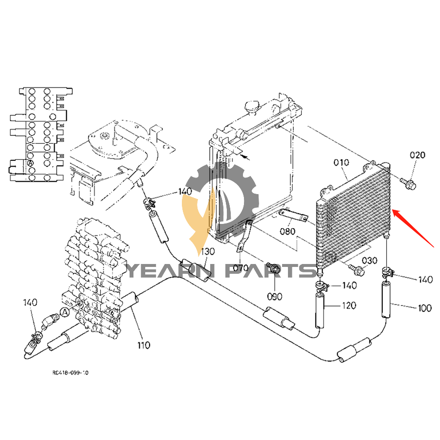 Hydraulic Oil Cooler RC418-64060 RC41864060 for Kubota Excavator KX91-3 KX91-3S KX91-3S CA KX91-3S2 KX91-3S2CA L45 U35-3 U35-3S U35-3S2 U35-S2CA