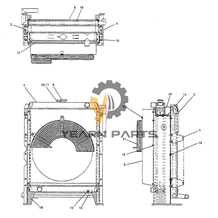 Hydraulic Oil Cooler YM05P00003S002 for Kobelco Excavator ED190LC SK160LC