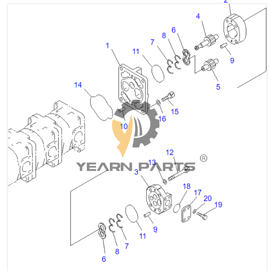 Hydraulic Pump 705-33-27540 7053327540 for Komatsu Wheel Loader WA380-3 WA380-DZ-3
