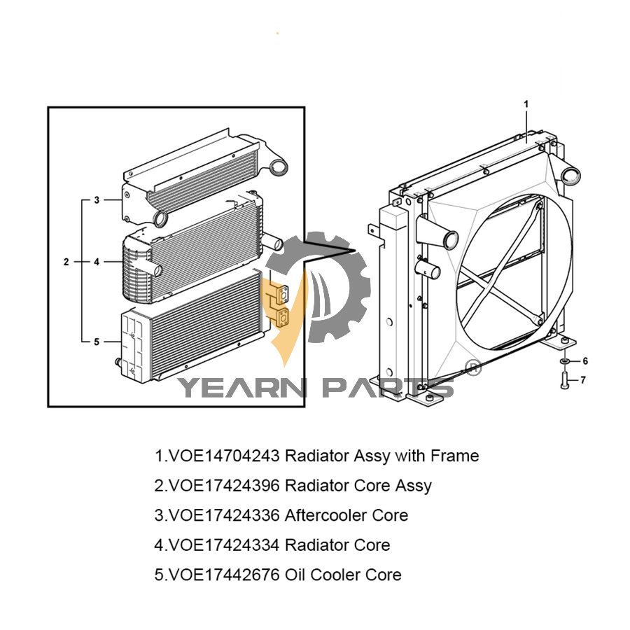 Radiator ASS'Y VOE14704243 VOE14704242 for Volvo Excavator EC200D EC210D