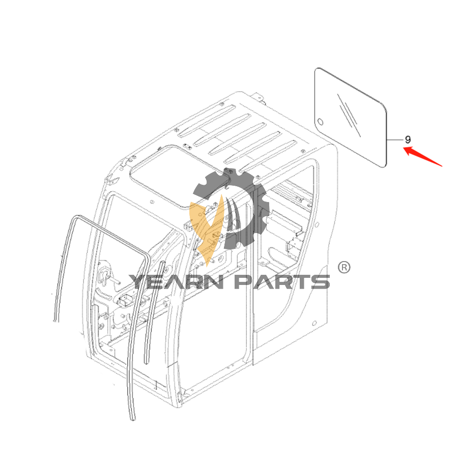 Rear Backlight Glass 75Q4-02740 for Hyundai Excavator R145CR-9 R235LCR-9 R235LCR-9A