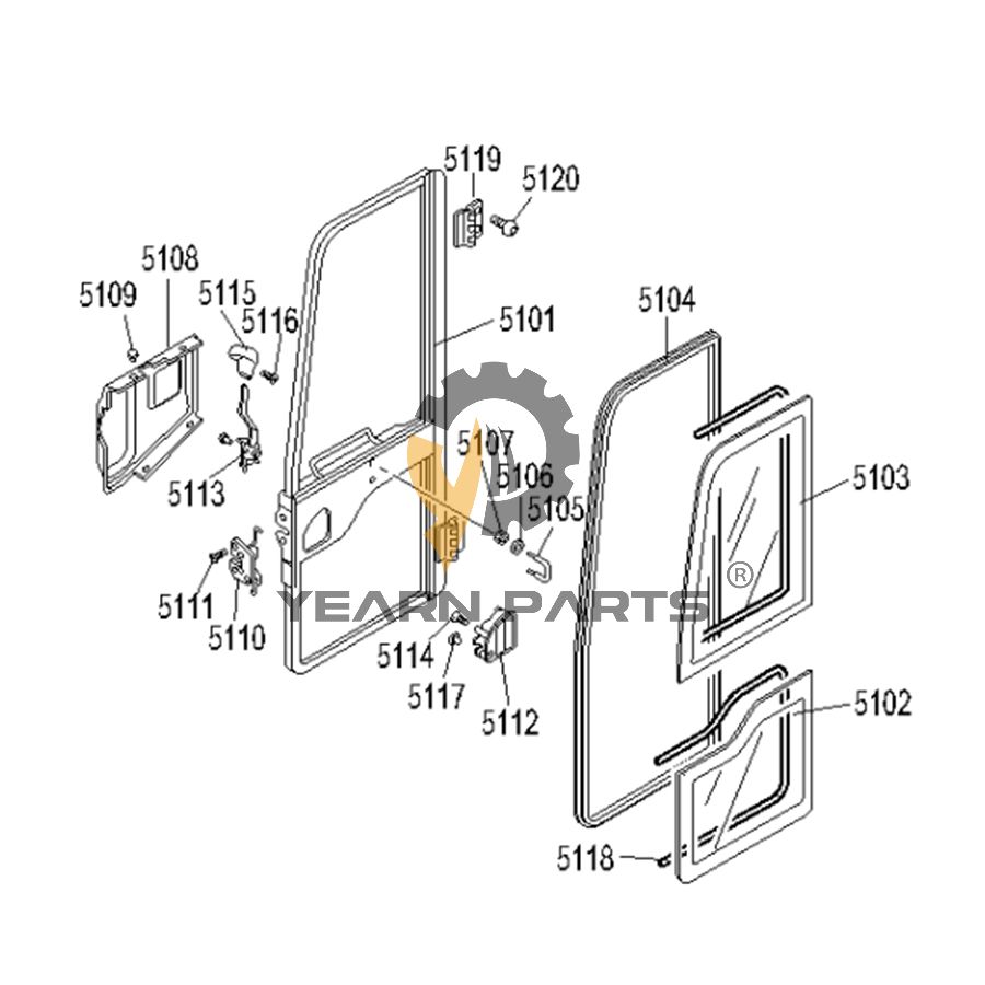 Side Door Assy XJDH-02666 XJDH02666 for Hyundai Excavator R28-7 R35-7 R75-7