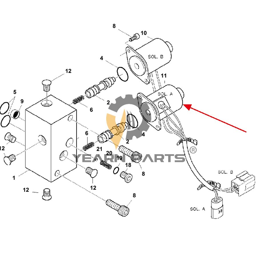 Solenoid Valve A 7006958 for Bobcat Excavator E60