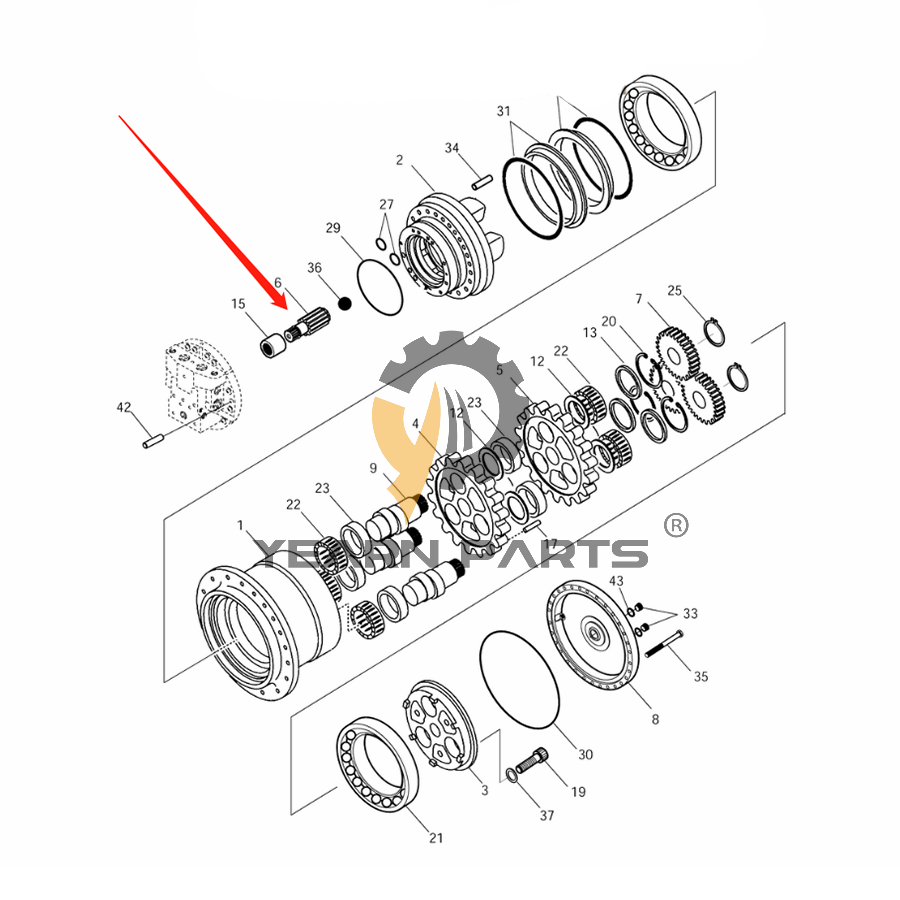 Travel Motor Sun Gear 133594 for Doosan Daewoo Excavator SOLAR 220LC-V SOLAR 220LL SOLAR 220N-V SOLAR 225LC-V SOLAR 225NLC-V