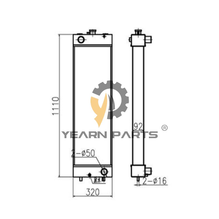 Water Tank Radiator Core ASS'Y 21K-03-72123 21K-03-72122 for Komatsu Excavator PC160LC-7E0 PC160LC-8 PC180LC-7-E0 PC190LC-8