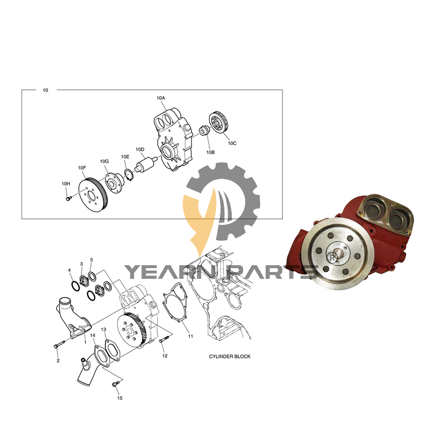 Water Pump for Doosan Daewoo Excavator DX480LC DX520LC  DX520LCA