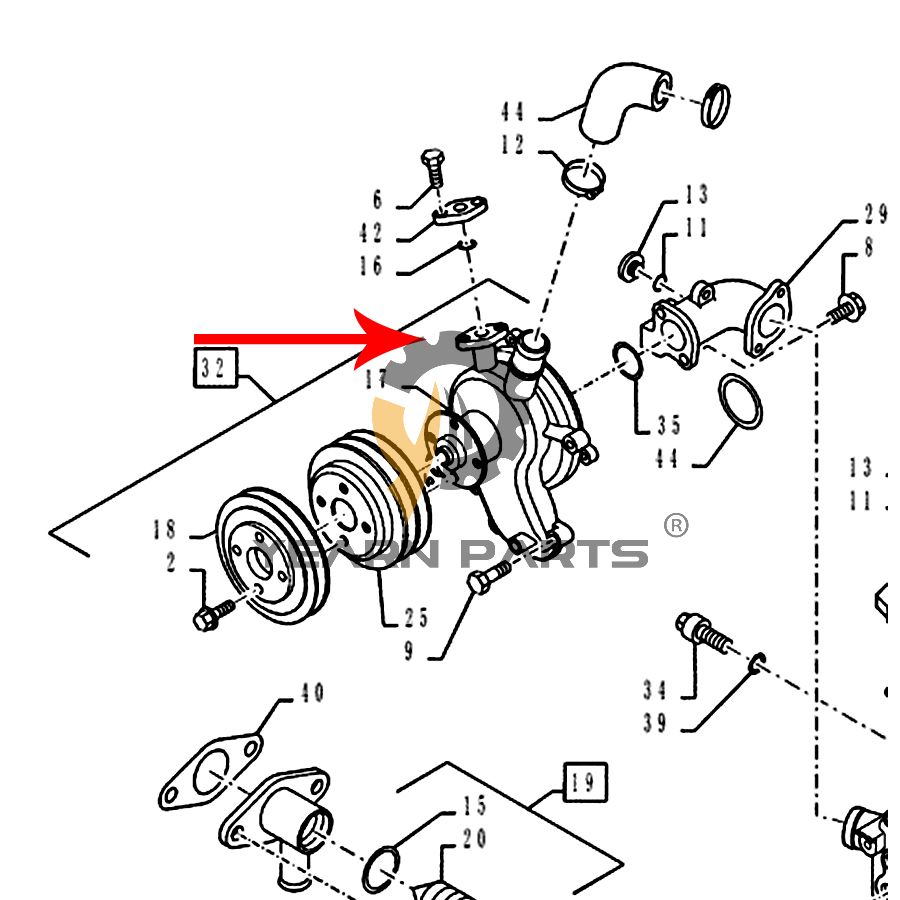 Water Pump VHS161004120D for Kobelco SK485-8 Excavator