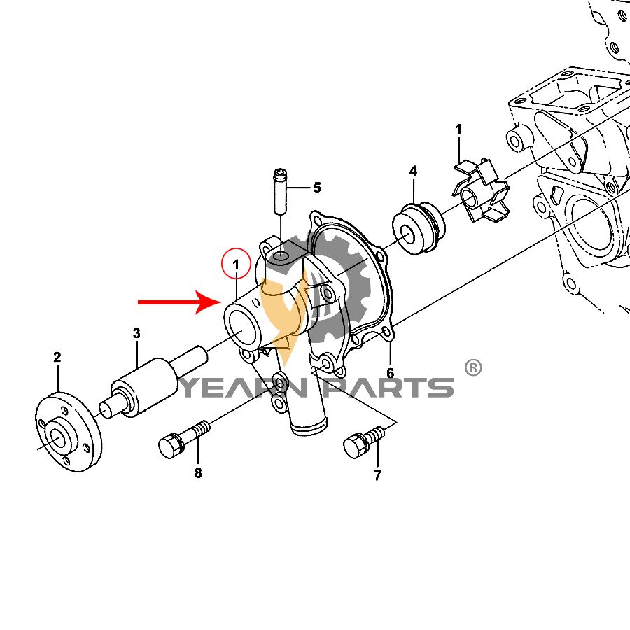 Water Pump VOE22554537 for Volvo EC15D EC18D EC20D Excavator