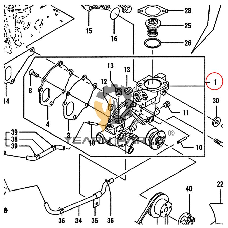 Water Pump VV12900442001 for New Holland E50 E50SR EH50.B Excavator with Yanmar 4TNV88 Engine