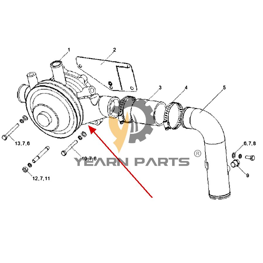 Water Pump XCAE-00465 for Hyundai Loader SL730 SL733 SL733S SL735 with Yuchai Engine YC6