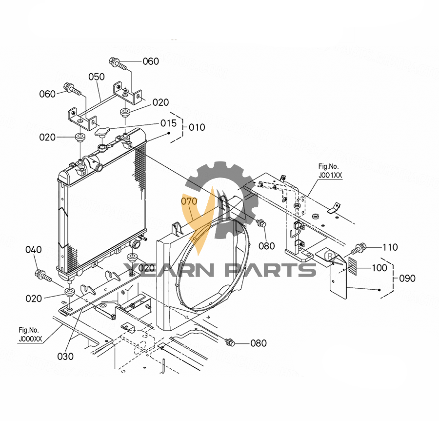 Water Radiator RD451-42300 RD45142300 for Kubota Excavator KX057-4 U55