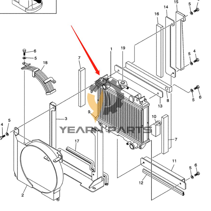 Water Tank Radaitor PA05P00001F1 for Case Excavator CX14