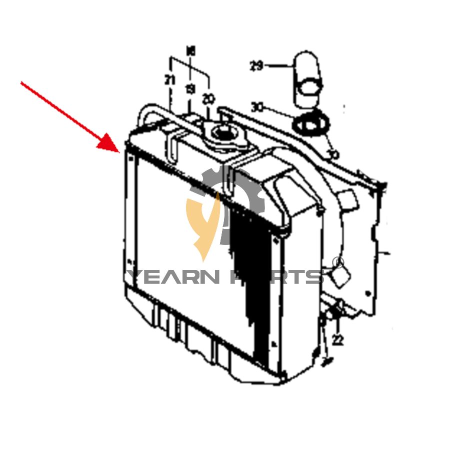 Water Tank Radiator 15231-72110 for Kubota B6000 B6000E Excavator