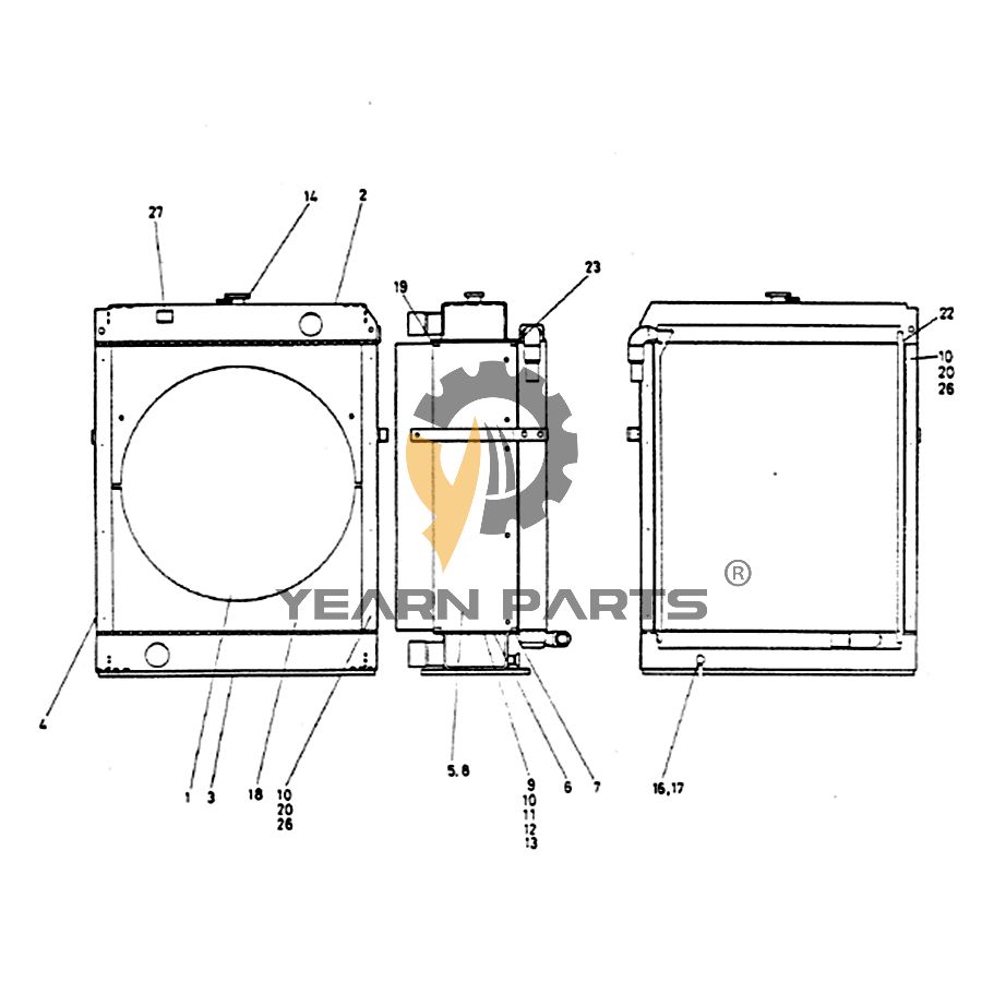 Water Tank Radiator 2452U287S1 for Kobelco K912A MD300LC Excavator
