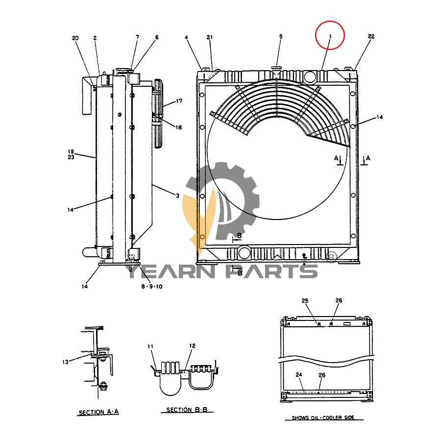Water Tank Radiator 2452U405S1 for Kobelco K912-2 K912LC-2 MD320BLC SK300LC-3 Excavator