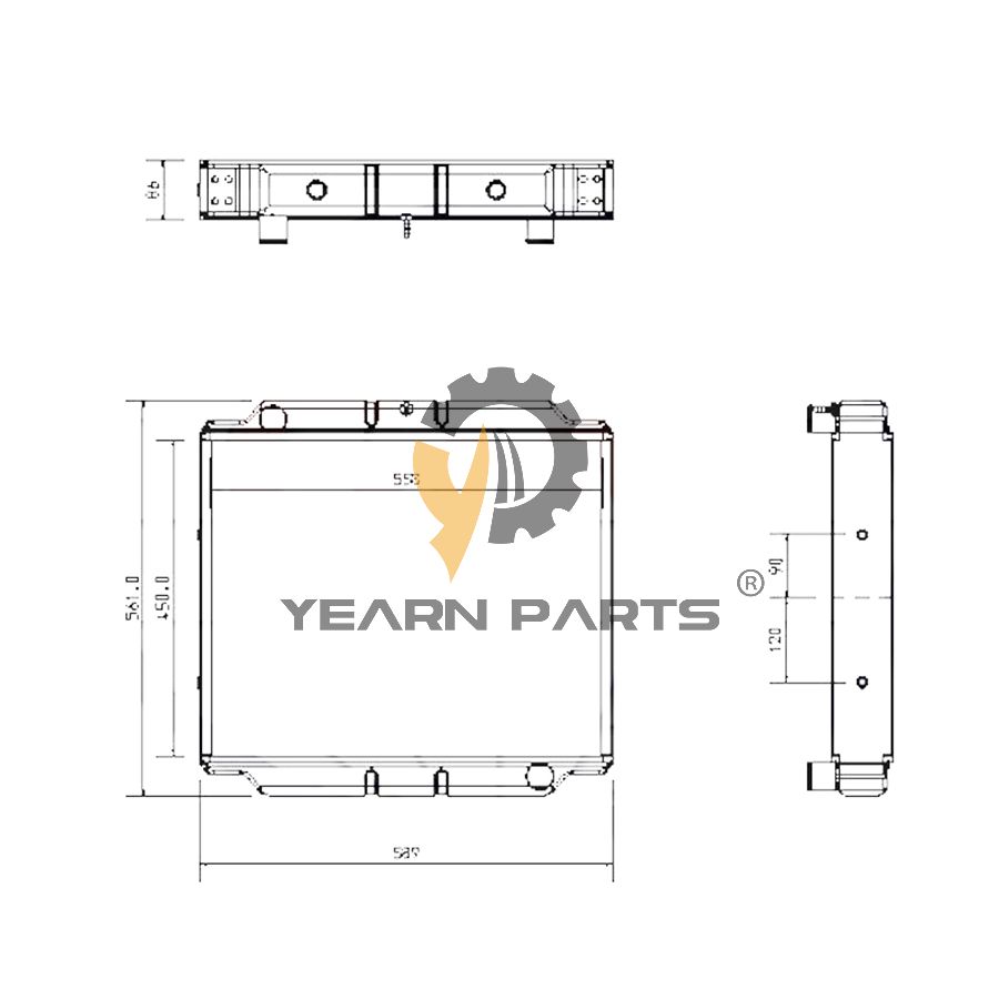 Water Tank Radiator 30/926052 for JCB Excavator 930-4T2 940-2T2 940-4T2 RTFL926-2T2 RTFL926-4T2 RTFL930-2T2 RTFL930-4T2 RTFL940-2T2 RTFL940-4T2