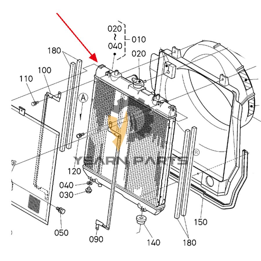Water Tank Radiator 32801-16010 for Kubota L45