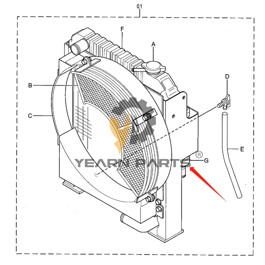 Water Tank Radiator 4352393 for Hitachi EX22-2 Excavator
