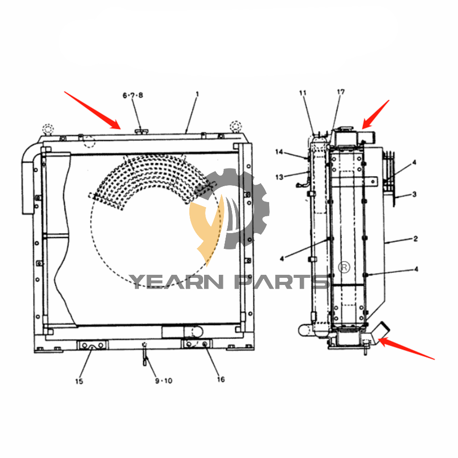 Water Tank Radiator ASS'Y 2452U433S1 for Kobelco Excavator SK300LC-4 SK400LC-4