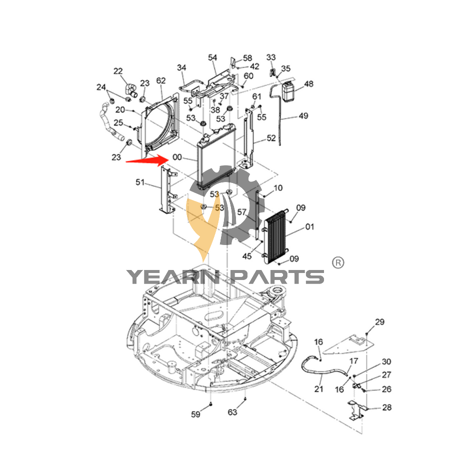 Water Tank Radiator ASS'Y 4681351 for John Deere Excavator 27D 35D (S.N. 255000- )