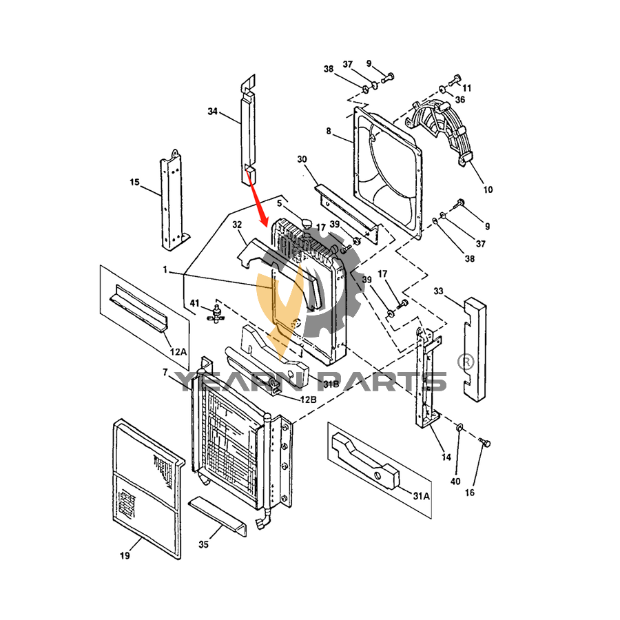 Water Tank Radiator ASS'Y AP33359 AP33258 AP33231 for John Deere Excavator 110 120 160LC