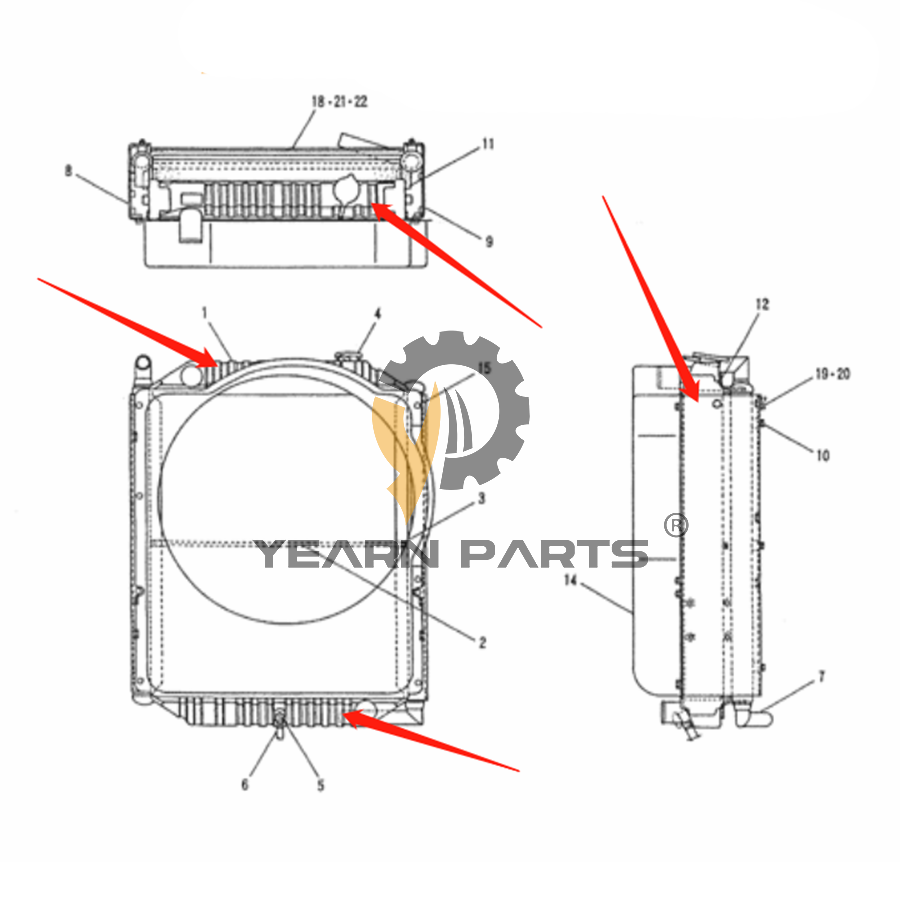 Water Tank Radiator ASS'Y LP05P00006F1 for Kobelco Excavator SK120-5 SK120LC-5