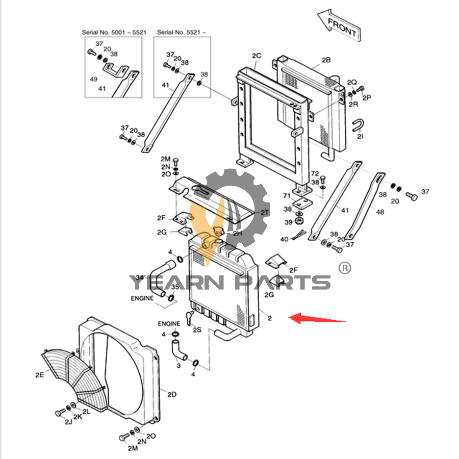 Water Tank Radiator Core 13740000-1 137400001 for Doosan Daewoo Excavator SOLAR 280LC-III