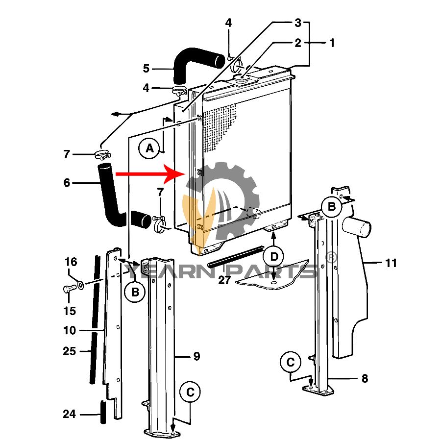 Water Tank Radiator PJ5370106 for Volvo EC50 EC50VV Excavator