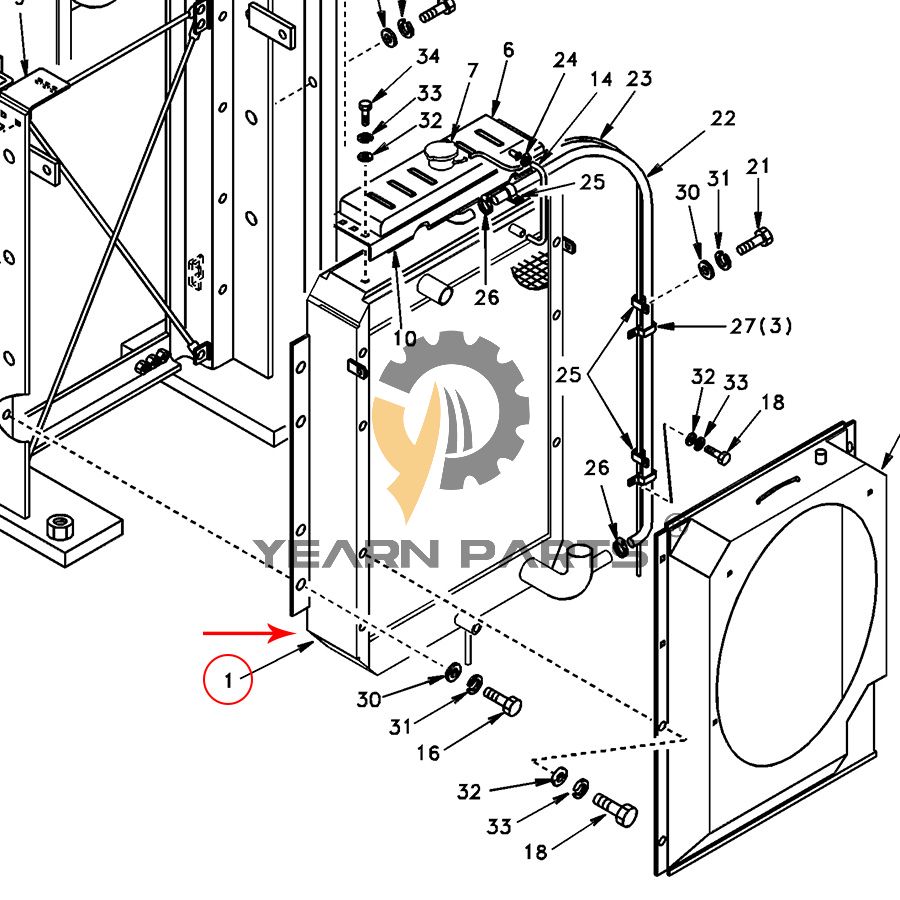 Water Tank Radiator SA1115-00231 for Volvo EC240 Excavator with D7E Engine