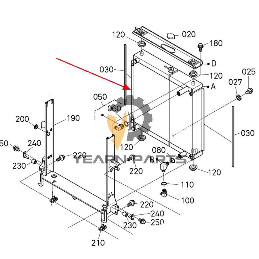Water Tank Radiator V0511-43503 for Kubota SVL75