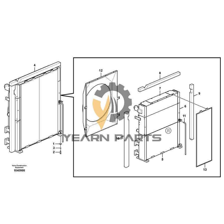 Water Tank Radiator VOE14569648 VOE14711789 for Volvo ECR305C ECR305CL Excavator
